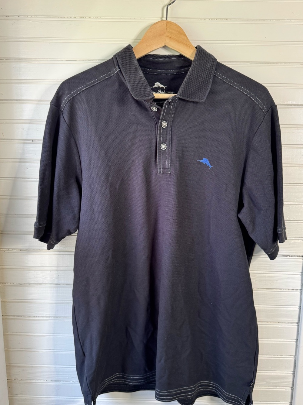 Tommy Bahama Black Polo with Blue Dolphin Logo